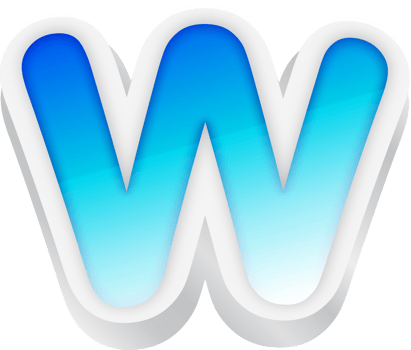 Letter W, Blue Gradient Text Effect 3D png