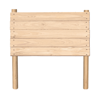 Blank signboard posts isolated made from cut timber panels and held together with brass rivets graphic illustrated. Nameplate wooden whitewashed texture pattern. png