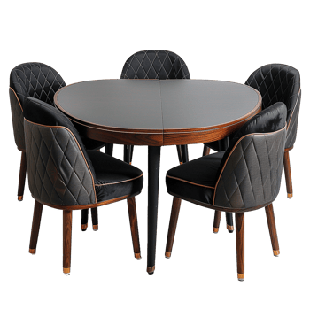Wooden luxury dining table isolated on transparent background png