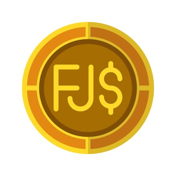 Dollar coin icon. Currency flat icons in golden color, symbol of Fijian money. vector