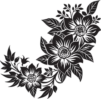 floral corner element illustration black and white vector