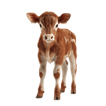 A Baby Calf Standing on White Background png