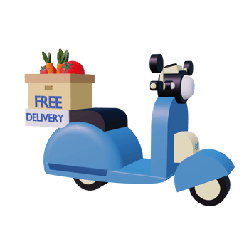 3 D illustration of groceries free delivery icon png