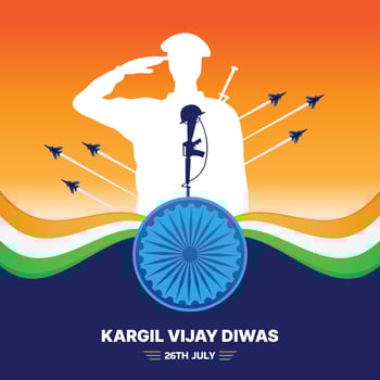 Kargil Vijay Diwas celebration concept, banner, poster, post, greeting illustration vector