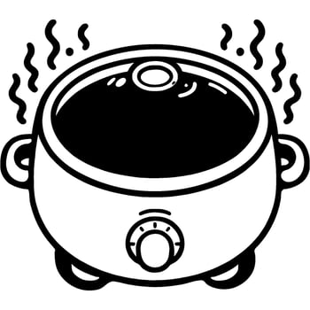Saucepan pressure cooker with timer covered with a lid in monochrome. Simple minimalistic in black ink drawing on white background vector