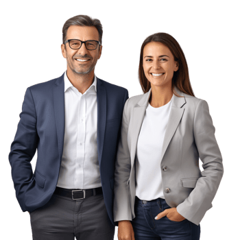 Business advisor smiling man and woman on a transparent background png