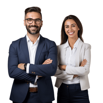 Business advisor smiling man and woman on a transparent background png