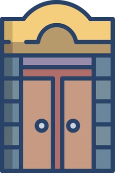 Office door linear color illustration vector