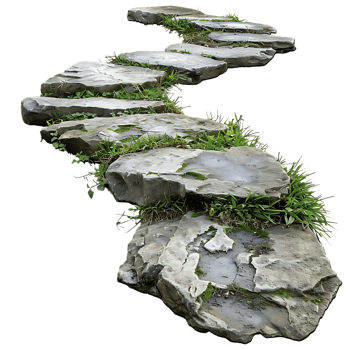 Stone Pathway with Green Grass and Moss png