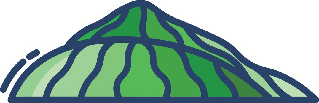 tea mountain linear color illustration vector