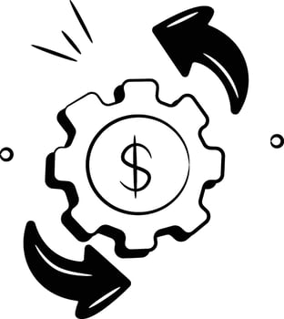 Dollar coin with cogwheel showing concept of money management vector