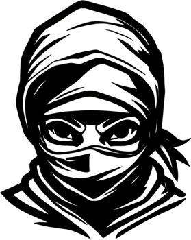 Adorable black ninja stencil adds whimsical charm to any project. AI-generated. png