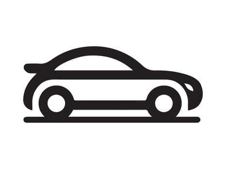car icon on white background, black and white illustration vector