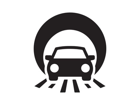 car driving through tunnel icon illustration vector