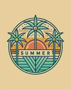 Monoline beach summer vibes retro and vintage for your desig community or your logo vector