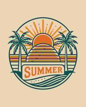 Monoline beach summer vibes retro and vintage for your desig community or your logo vector