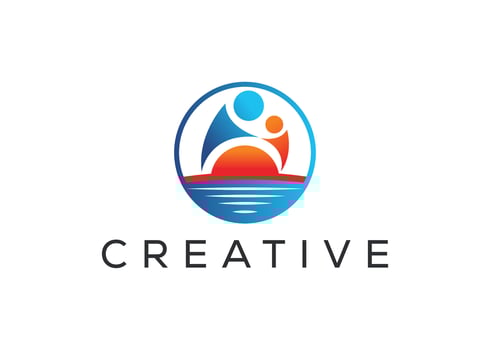 Minimal and professional Sun and man logo design template vector