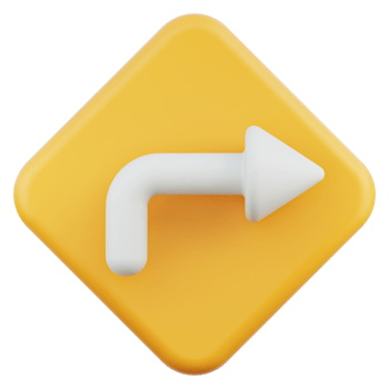 Turn Right 3d illustration png