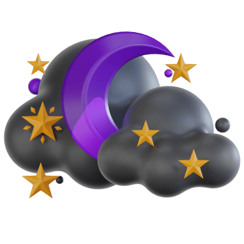 Cloudy Night With Stars 3d illustration png