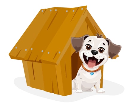 small puppy dog flat cartoon illustration isolated on white background vector