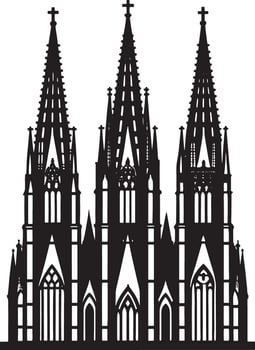 saint cathedral city illustration black and white vector