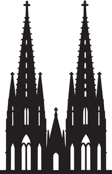 saint cathedral city illustration black and white vector
