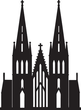 saint cathedral city illustration black and white vector
