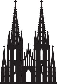 saint cathedral city illustration black and white vector