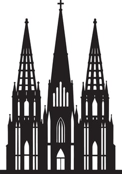 saint cathedral city illustration black and white vector