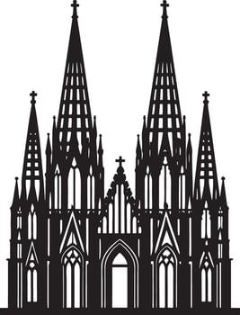 saint cathedral city illustration black and white vector