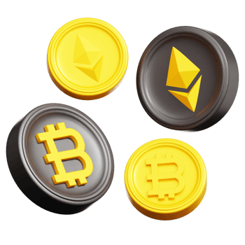 Ethereum Bitcoin transactions 3d illustration png