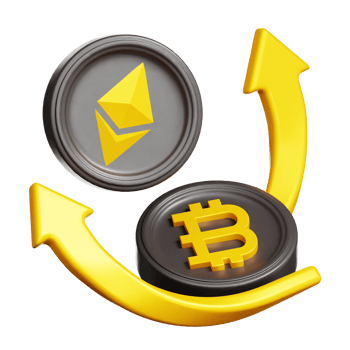 Ethereum Bitcoin increase 3d illustration png