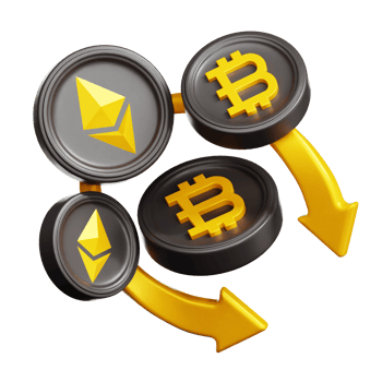 Ethereum Bitcoin down 3d illustration png