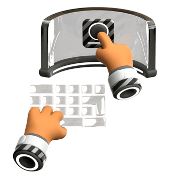Working in virtual screen 3d illustration png