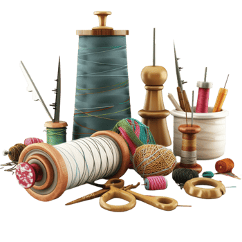 sewing supplies on a white background Generative-AI png