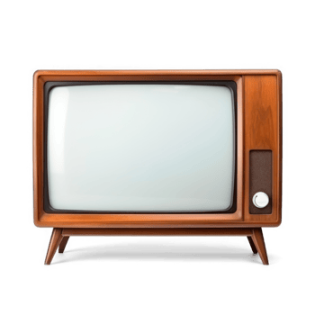 retro tv with wooden frame isolated on transparent background png