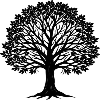 Black silhouette of tree branches on white background vector