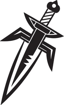 illustration of a dagger silhouette black and white vector