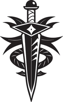 illustration of a dagger silhouette black and white vector