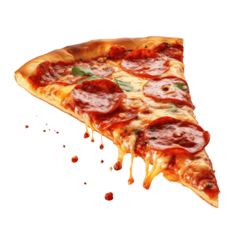a slice of pizza on a transparent background png