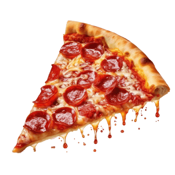 a slice of pepperoni pizza on a transparent background png