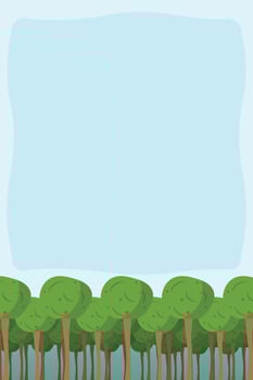 Floral border of tree branches. Forest frame tree. Wood banner trees vector