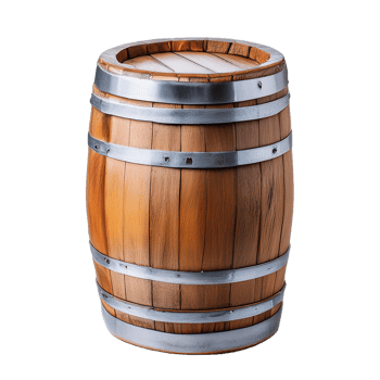 a wooden barrel with a wooden lid and the number 2 on it. png