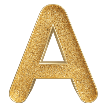 Gold Glitter 3D Font Letter A uppercase png