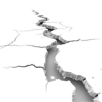 Crack in the Ground with Central Fissure on Transparent Background AI-Generative png
