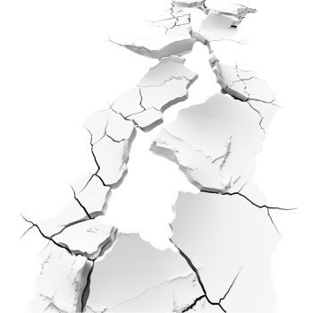 Cracked White Map of the United States on Transparent Background AI-Generative png