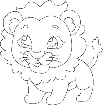 cute lion outline illustration in cartoon style png