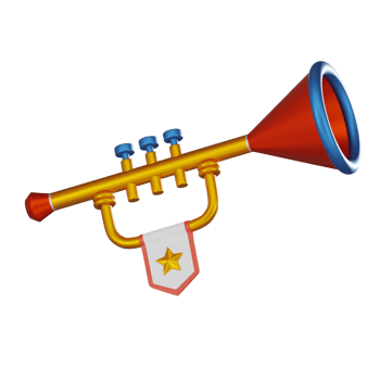 Carnival Euphoria of Colorful Trumpet, Perfect for Festive Decor. 3D Render png