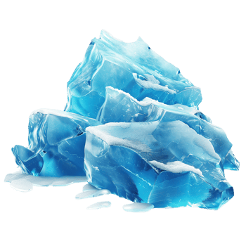 Glaciers and iceberg pieces, blue blocks of ice, frozen water and snow isolated on a transparent background png