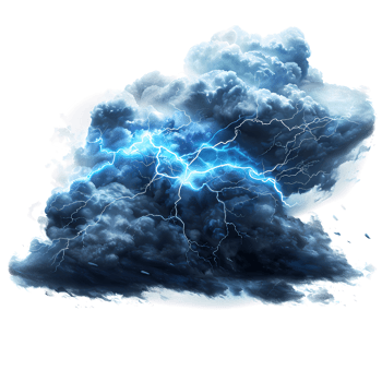 wisps of storm clouds with lightning isolated on transparent background png